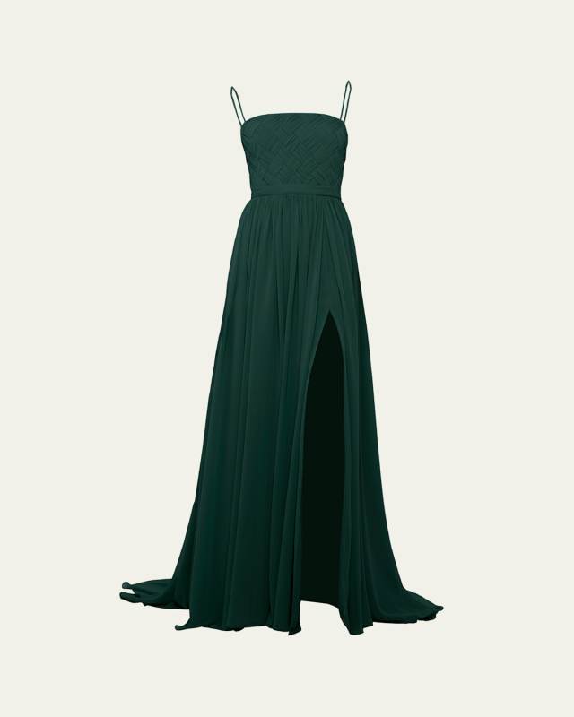 Millicent Woven Spaghetti Strap Gown
